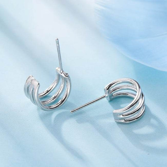 C-shaped hollow line men and women earrings - Mubimart