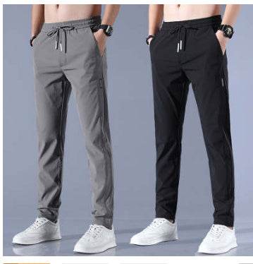 Drawstring Trousers Thin Casual Pants Korean Version Loose Straight Sweatpants Mens Clothing - Mubimart
