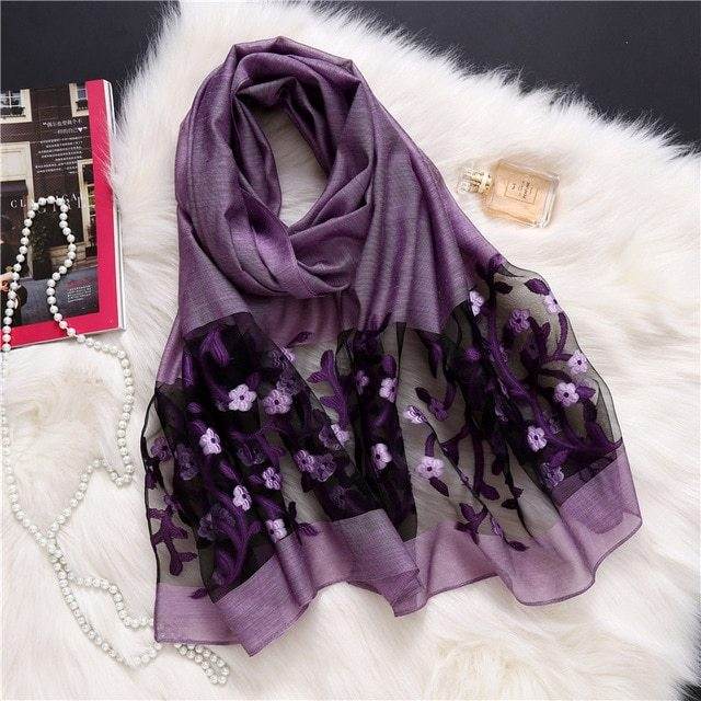 new brand women scarf fashion hollow Embroidery silk scarves lady shawls and wraps spring summer sunscreen beach stoles - Mubimart