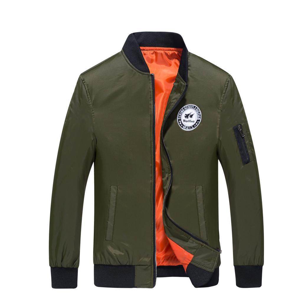 Nylon baseball uniform casual bomber jacket - Mubimart