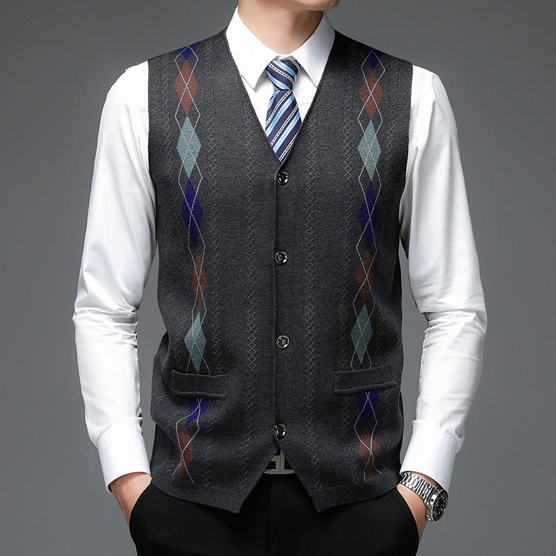 Men's Casual Buckle Knitted Sweater Vest