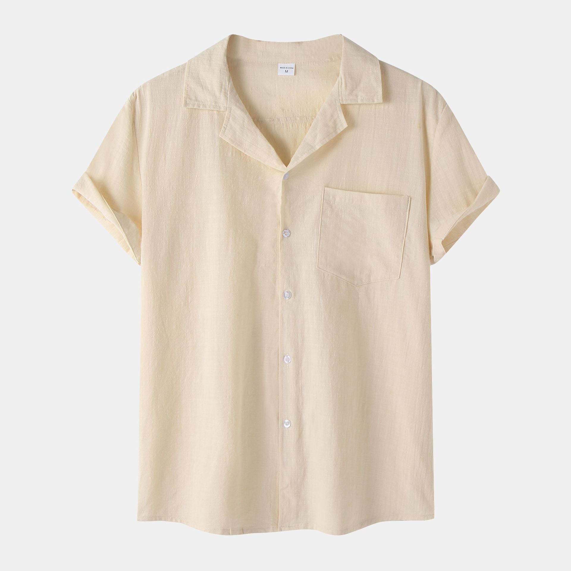 Cotton Linen Short Sleeve Shirt Men Linen Casual Half