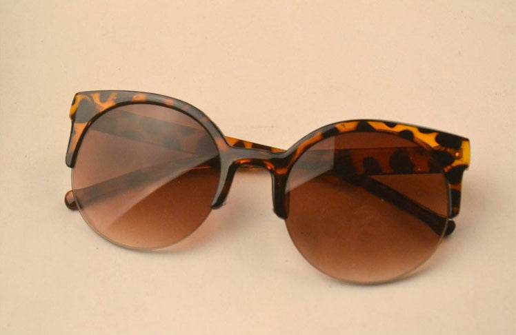 Half Frame Cat Eye Retro Sunglasses - Mubimart
