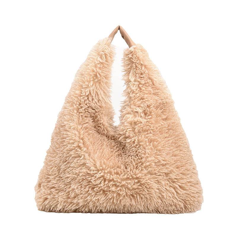 New Autumn And Ainter Plush Handbags Large-capacity Shoulder Armpit Bag Cute Fashion Luxury Designer Tote Bags For Women Trend - Mubimart