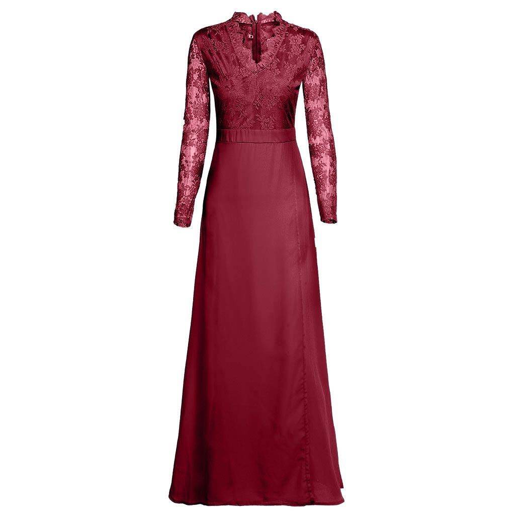 Women V-neck Sexy Lace Elegant Wedding Party Dresses - Mubimart