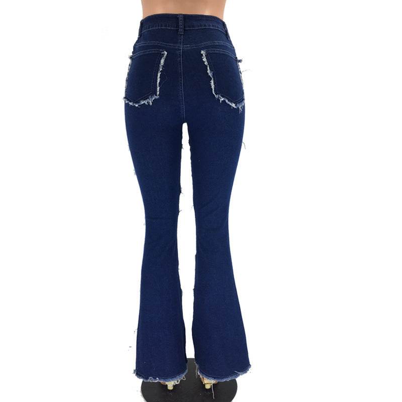 Patchwork high-rise flared jeans - Mubimart
