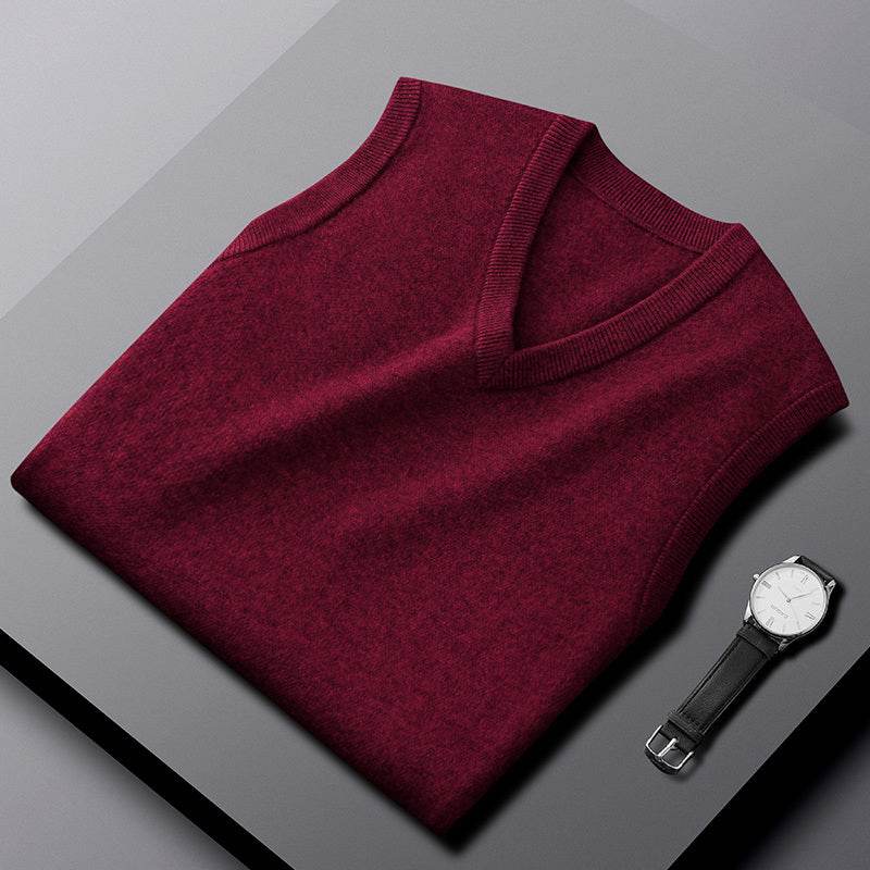 Fashion Cashmere Vest Men's Sleeveless Sweater - Mubimart