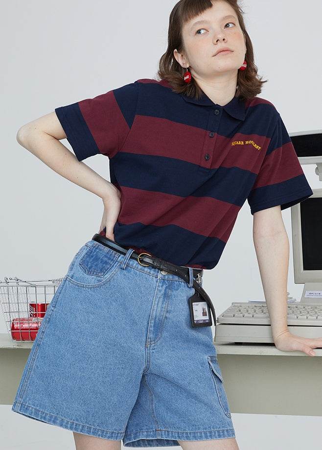 Original side pocket denim pants bf retro loose shorts women - Mubimart