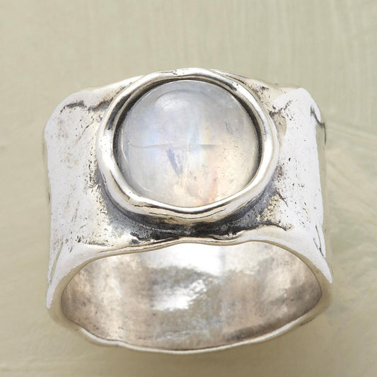 Vintage Moonstone Ring Wide Face Men