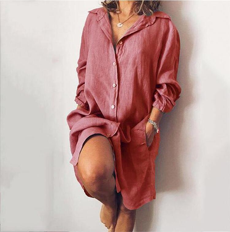 Loose Mid Length Shirts Women Dress Cover-ups Tunics For Mini Dress - Mubimart -  