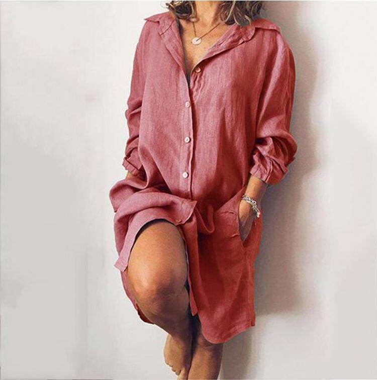 Loose Mid Length Shirts Women Dress Cover-ups Tunics For Mini Dress - Mubimart