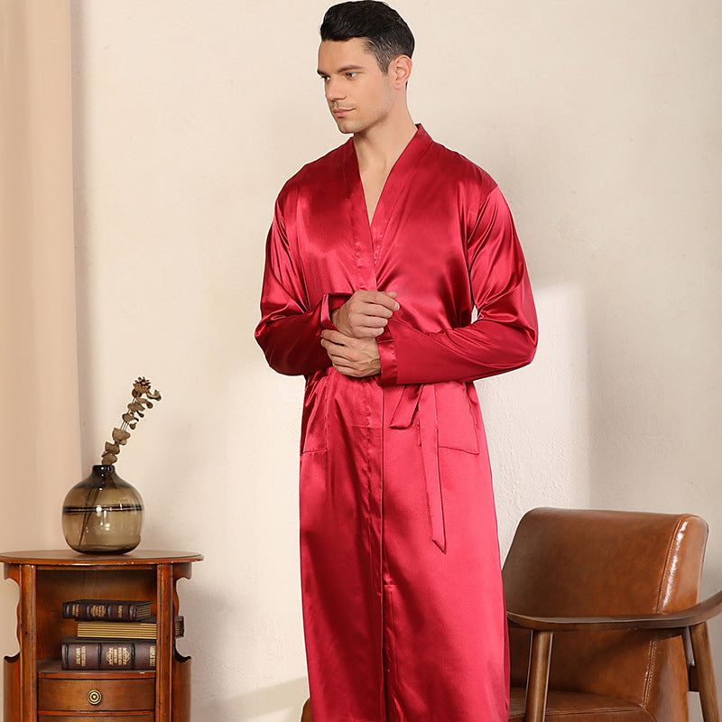 Men's Robe Ultra-thin Cardigan Nightgown Loose Plus Size - Mubimart -  