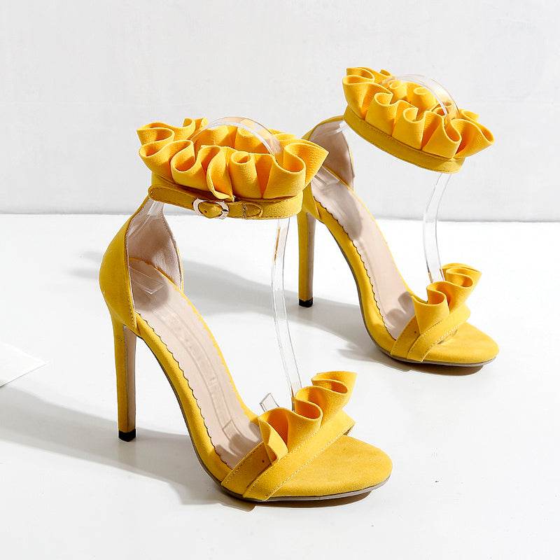 Casual pleated lace stiletto heels - Mubimart