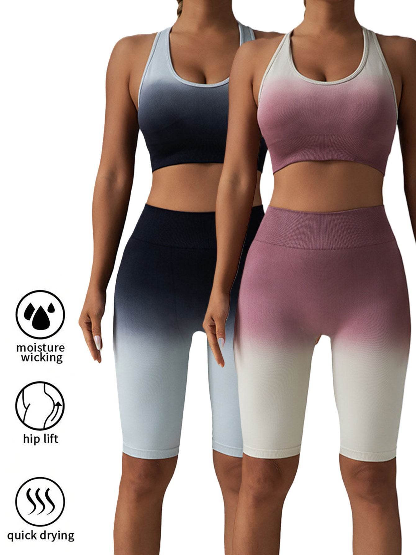 2 Pack Workout Shorts For Women Scrunch Butt Lifting High Waisted Yoga Gym Seamless Booty Biker Shorts - Mubimart