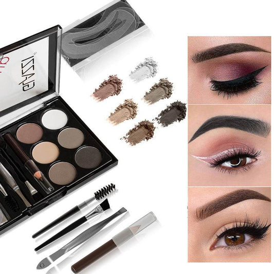 Natural Brown Eyebrow Powder Palette Eye Contour Enhancers Eye Brows Shadow Stamp Shaping Waterproof Makeup Kit With Brush - Mubimart