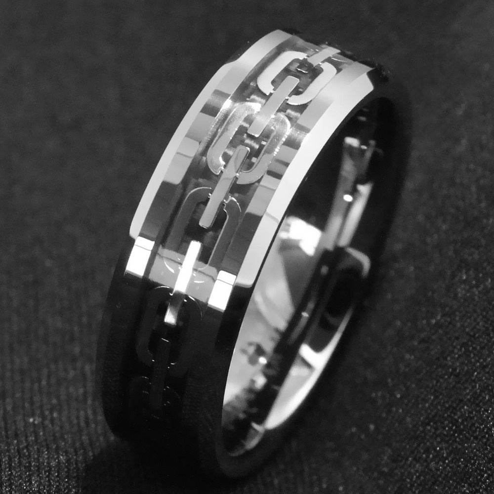 Geometric Cutout Chain Ring For Men - Mubimart