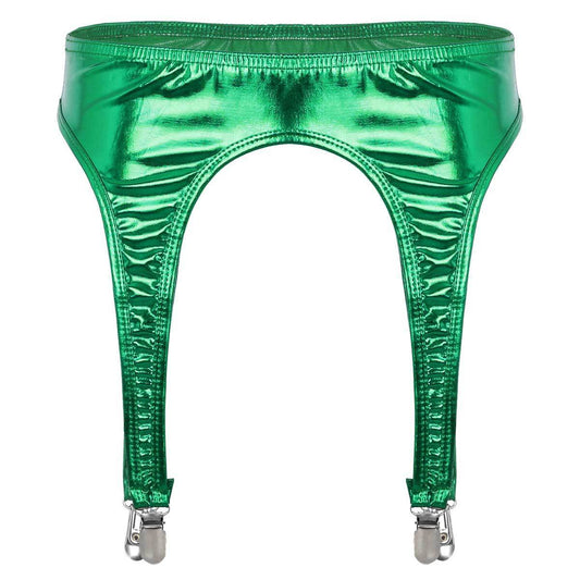 Patent Leather PU Leather Garter Belt - Mubimart