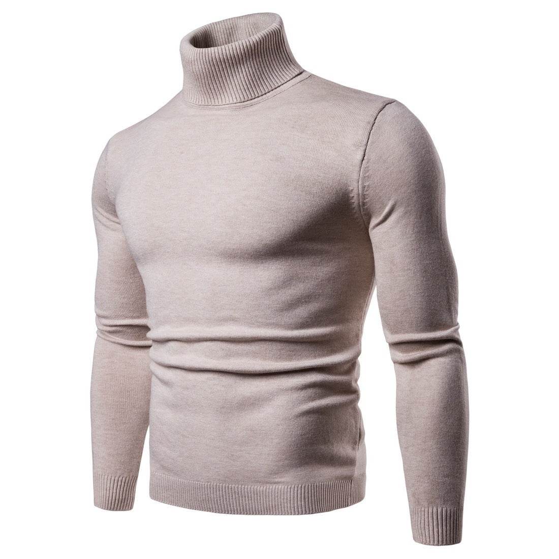 Winter Warm Basic Thermal Turtleneck Sweater Mens Solid Color Slim Fit Clothes Pullover Top - Mubimart