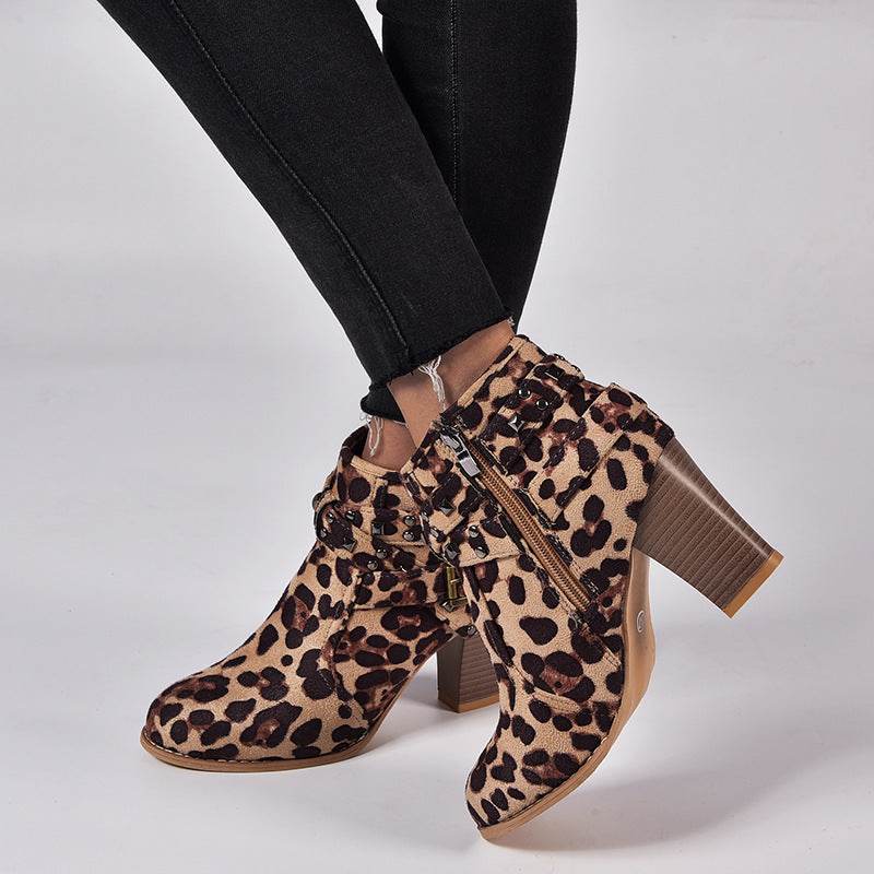 Studded High Heel Booties - Mubimart