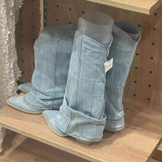 Fashion Retro All-match Cowboy Boot - Mubimart