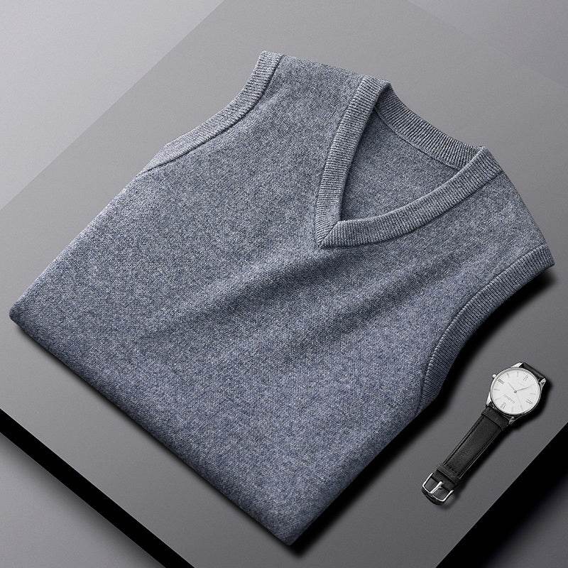 Fashion Cashmere Vest Men's Sleeveless Sweater - Mubimart