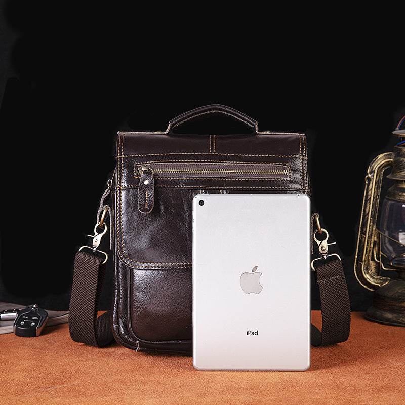 Mens Fashion Casual Multifunctional Leather Shoulder Crossbody Bag - Mubimart