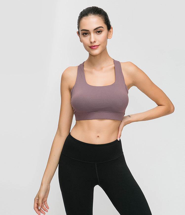 Contrast-panel sports bra - Mubimart