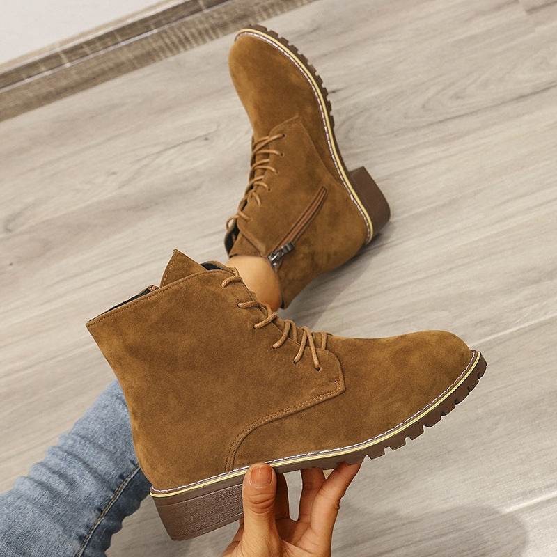 Short Boots Women Round Toe Martin Boots Women - Mubimart