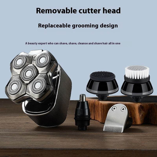 Cross-border Five-head Shaving Head Artifact For Men Shaver Multi-function Electric Shaver Scraping Hair Clippers Wholesale - Mubimart