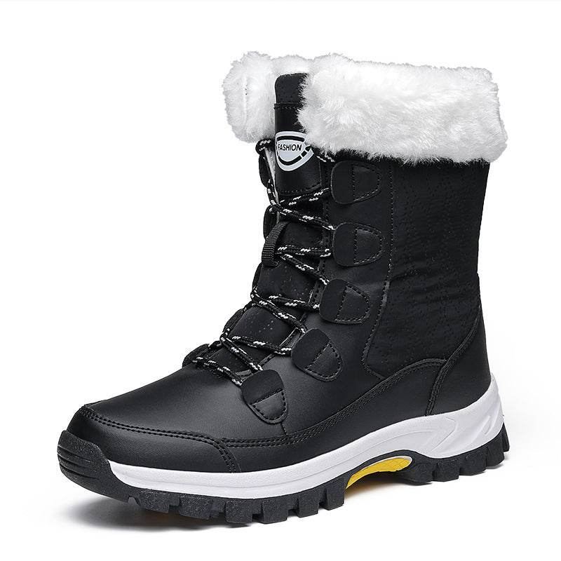 Waterproof Snow Boots Women's Mid-calf Front Zipper - Mubimart