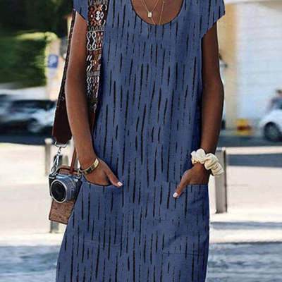 Women's Fashion Simple Casual Plus Size T-Shirt Dress - Mubimart