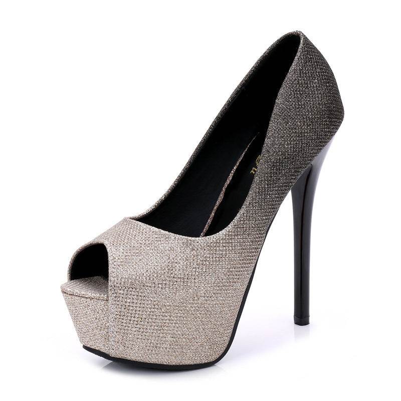Stiletto Waterproof Shallow Mouth Fish Mouth Pumps - Mubimart