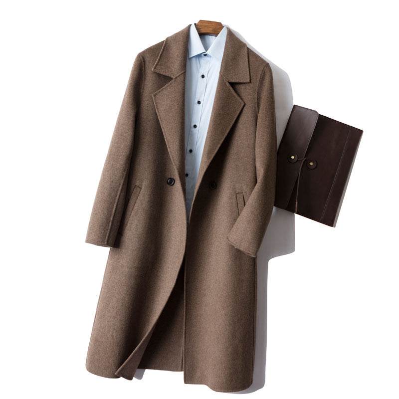 Long Dropped Shoulder Trench Coat Cashmere Coat - Mubimart