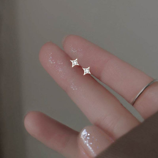 Sterling Silver Star Stud Earrings Women - Mubimart