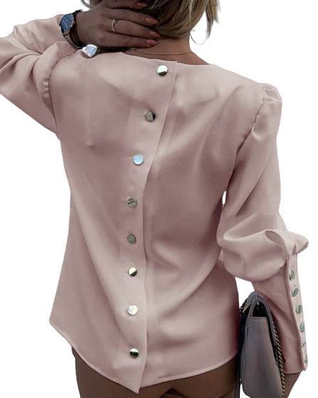 Elegant Women Button Blouse Shirt - Mubimart