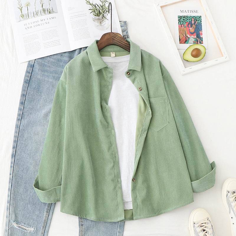 Loose long sleeve shirt jacket - Mubimart
