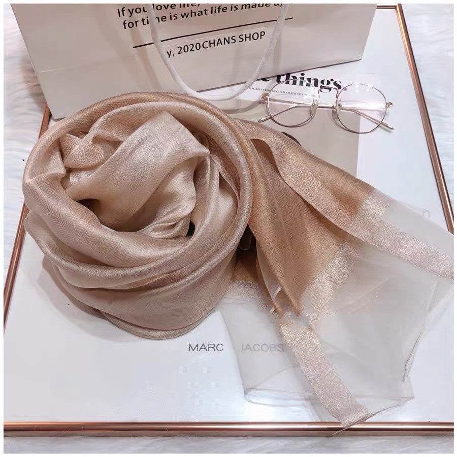 Thin Silk Color Matching Fashion Silk Scarves - Mubimart