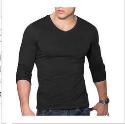 Mens V Neck Long Sleeve T Shirt - Mubimart