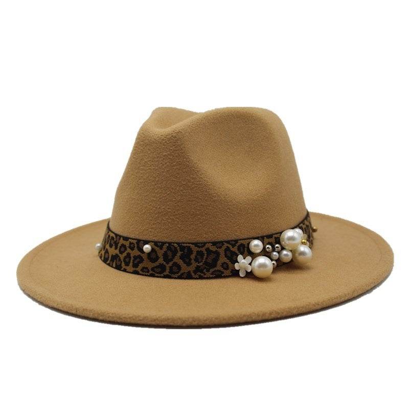 Winter wool Fedoras For Women Wide Brim Felt Hat - Mubimart
