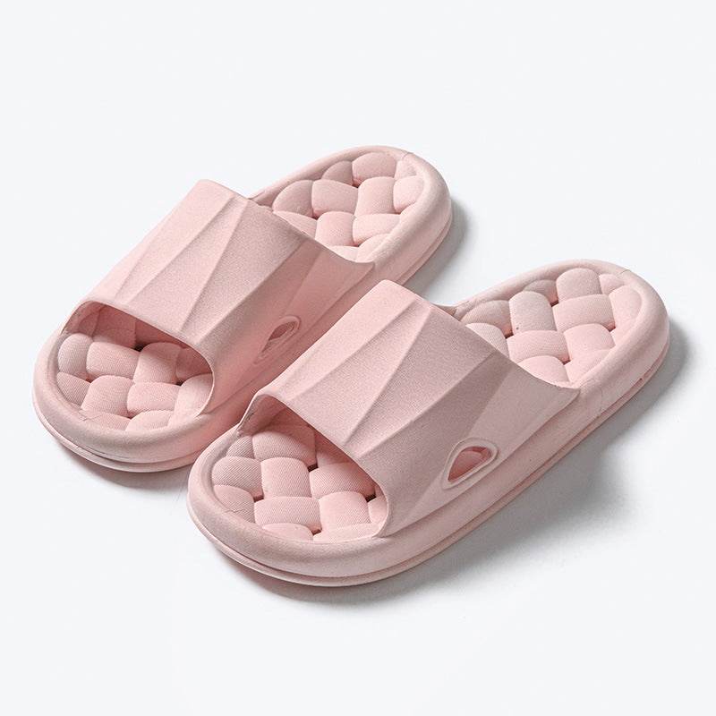 New Woven Texture Non-slip Slippers For Women Summer Indoor Floor Bathroom Home Slipper Men House Shoes - Mubimart