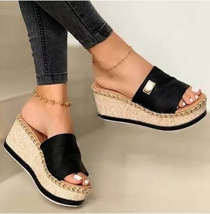Platform sandals wedge heels fashion sandals - Mubimart