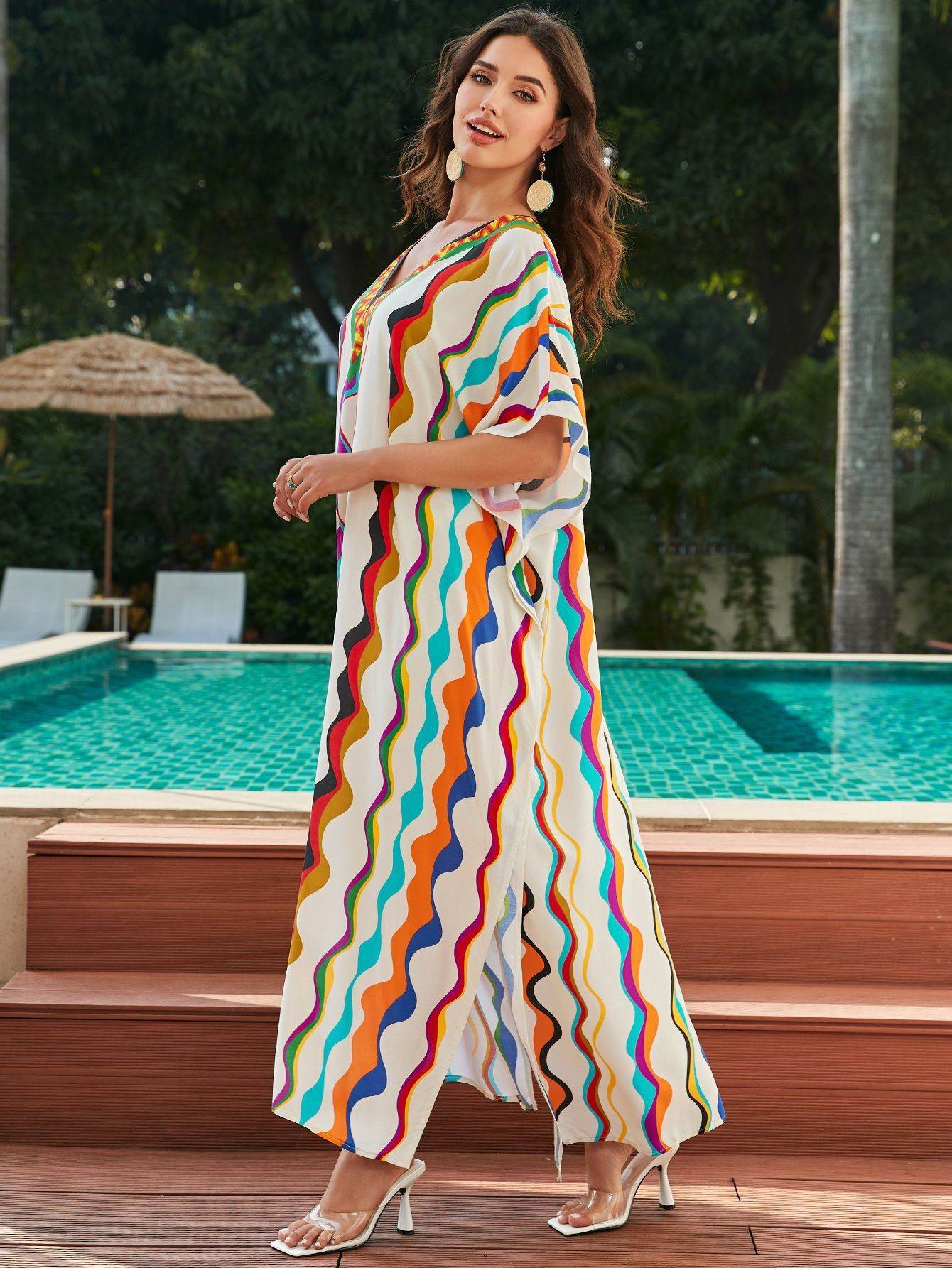 Plus Size Robe Blouse Beach Bikini Vacation Coat Dress Women - Mubimart