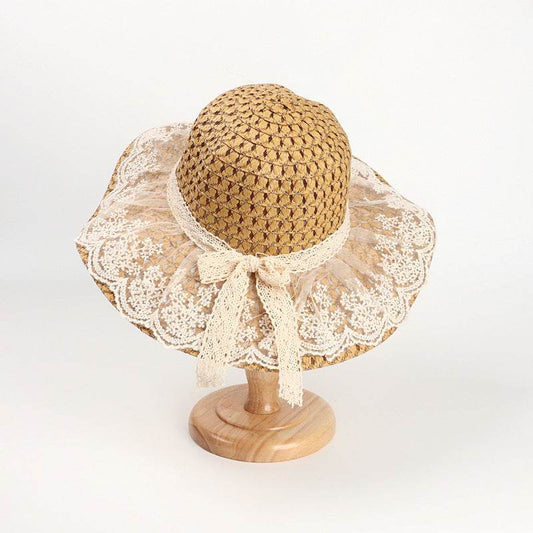 Women Lace Sun Hats For Wide Brim Straw Beach - Mubimart