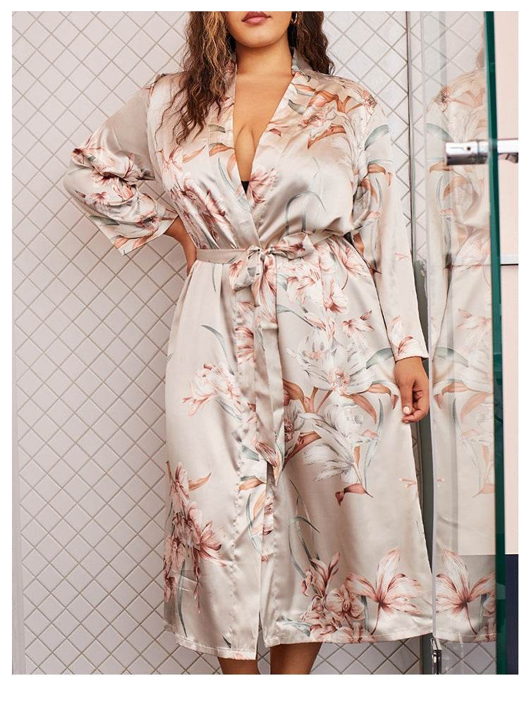 Plus Size Pajamas Women's Thin Fashion Printed Nightgown - Mubimart