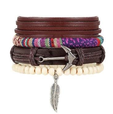 Fashion Beaded Leather Bracelets And Bracelets - Mubimart