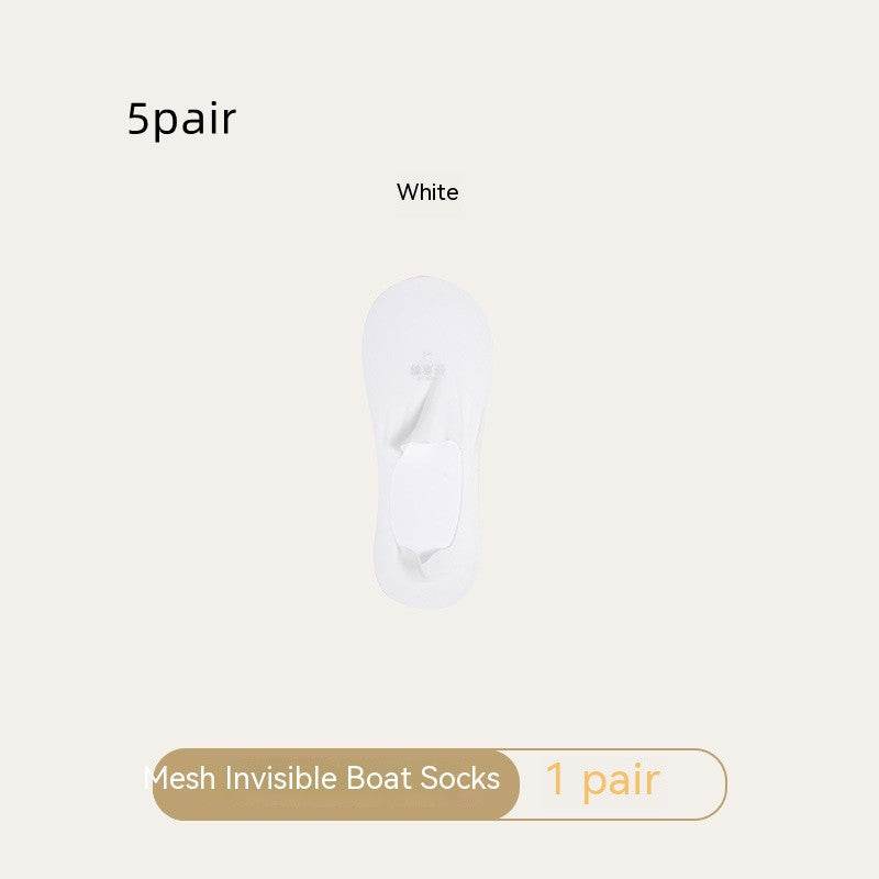 Women's Mesh Boat Socks Summer Thin Cotton Bottom Non-slip Tight Ice Silk Arbitrary Cut Women's Low Cut Invisible Socks - Mubimart