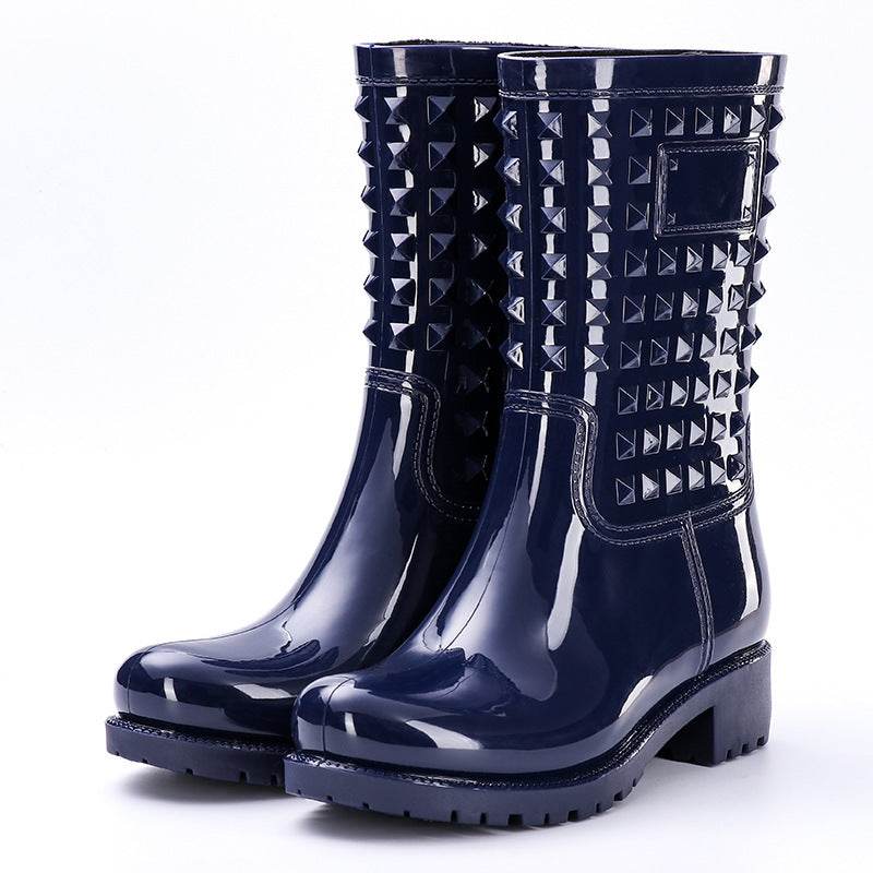 High Tube Rivet Rain Boots Adult Non-slip - Mubimart