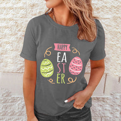 Shirts Women Easter Printed Casual Blouses Short Sleeve Tees - Mubimart -  