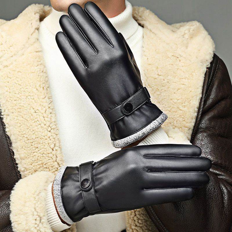 Leather Gloves Men's Waterproof Touch Screen - Mubimart