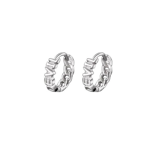 Sterling Silver Devil English Chain Earrings For Men - Mubimart
